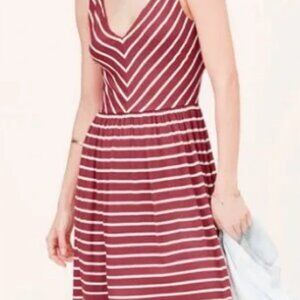 LOFT Red & White stripe dress